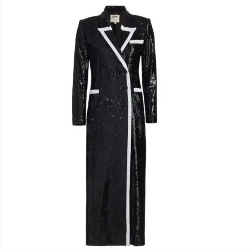 L'Agence Black & White Marlowe Sequin Tuxedo Jacket NWOT